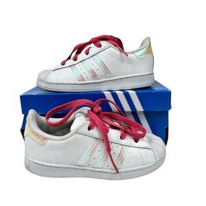 adidas Originals Superstar White Iridescent Kids 10K Shell Toe Shoes